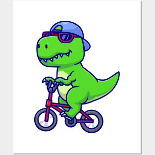 Cute dino riding cartoon Posters and Art